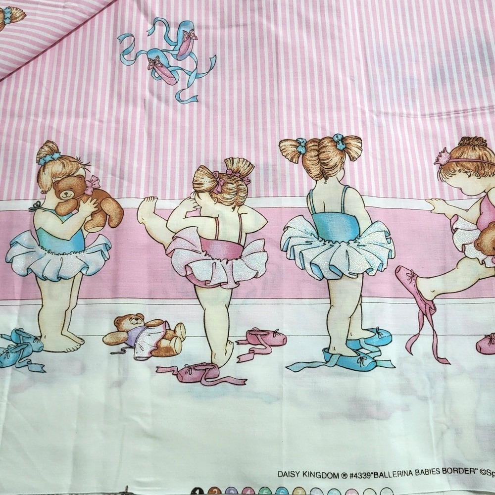 Vintage‎ Daisy Kingdom Fabric Ballerina Babies Border 3 Yards 4339 Springs